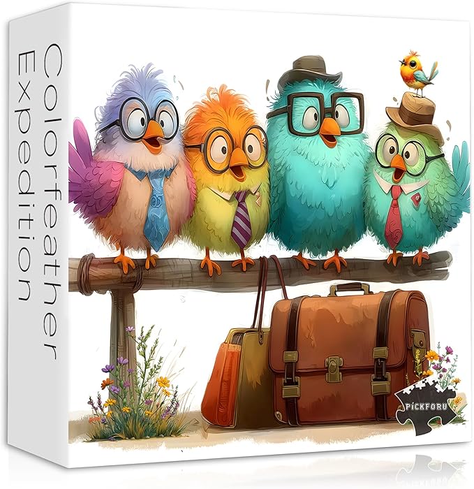 PICKFORU Funny Bird Puzzles for Adults 1000 Pieces, Nature Cute Animal Colorful Wildflower Puzzle, Impossible Hard Challenge Jigsaw Puzzle
