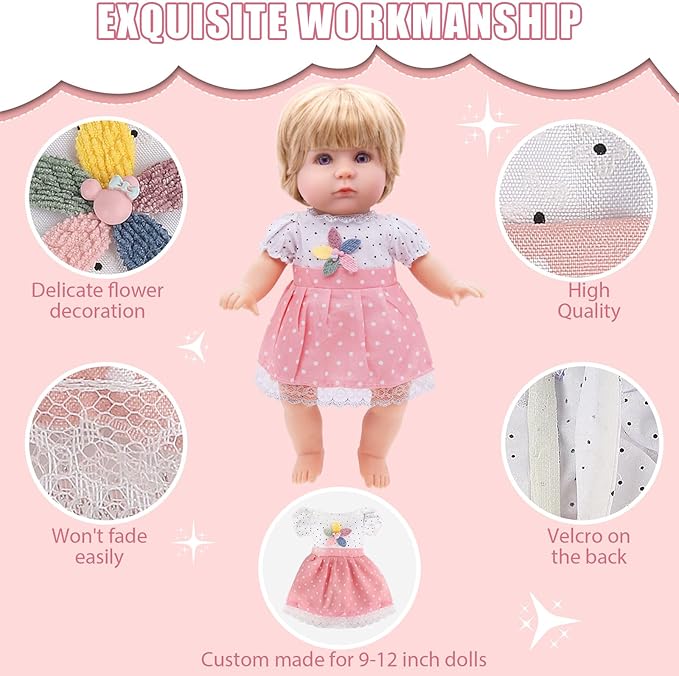 Alive Doll Clothes and Accessories - Baby Doll Dresses Fit for 10 11 12 Inch Girl Dolls, 6 Sets Dolls Outfits Include Dresses, Pajamas, One-Piece Suit, Jumpsuits, for Girls Gifts Christmas