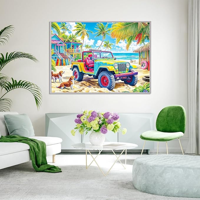 Jigsaw Puzzles for Adults 1000 Piece Puzzle for Adults 1000 Pieces Puzzle 1000 Pieces-Colorful Beach Buggy