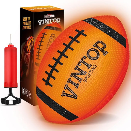 VINTOP Light Up Football - LED Glow in the Dark Football for Kids & Adults, Includes Free Air Pump, Sturdy Durable Sports Ball, Birthdays/Christmas/Outdoor Play