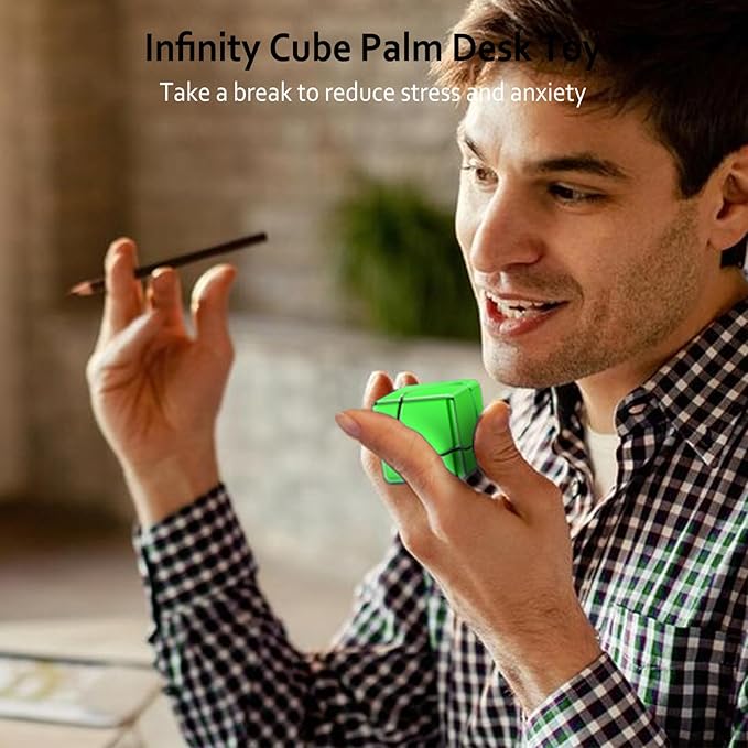 Infinity Gear Fidget Spinner for Kid Adult, Transformable Spinning Top Metallic Fidget Toys for Anti-Anxiety Stress Relief Autism ADHD, 2-in-1 Cube Focus Toy for Desktop Office Classroom Green