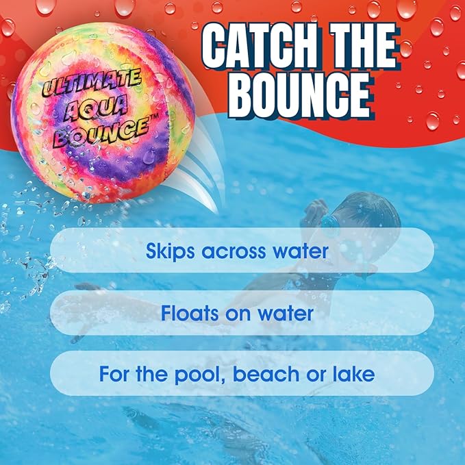 Activ Life Ultimate Skip Ball, Large 3" - 2 Water Skip Balls with 1 Skip Disc - Water Bouncing Ball Set for Beach, Pool & Lake Games - Fun Summer Toys for Kids, Teens, Adults & Families