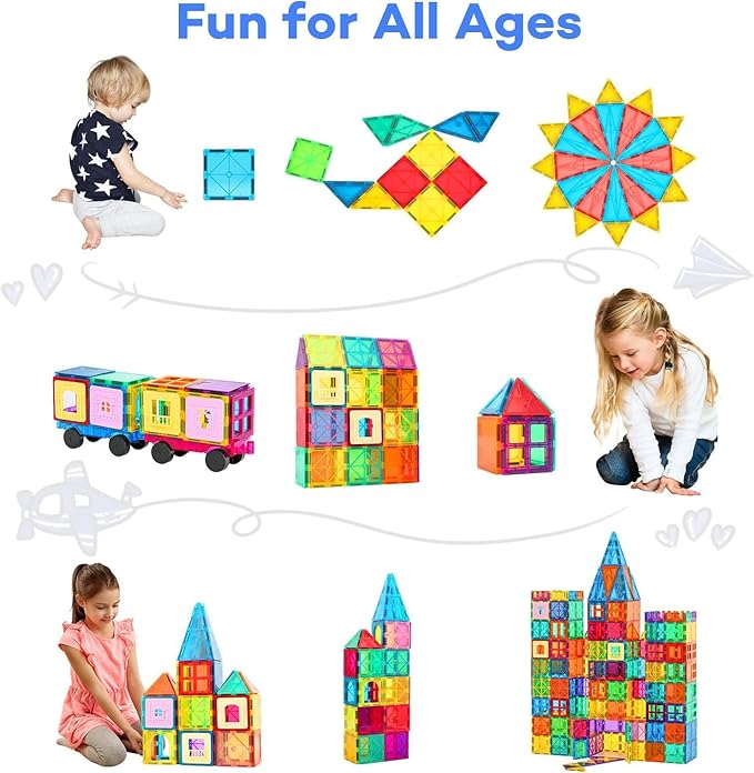 Magnetic Building Tiles,Magnet Building Set,Magnetic Blocks, 3D STEM Stacking Toys, Magnets Toy for Kids Boys Girls