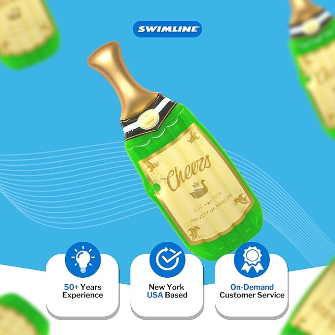 SWIMLINE Inflatable Swimming Pool Float Lounger Raft Mattress, Cheers Bubbly Champagne, Green