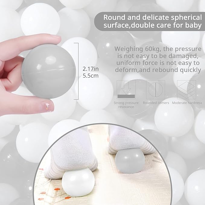 STARBOLO Ball Pit Balls for Toddlers Pack of 100 200 500 - BPA&Phthalate Free Non-Toxic Crush Proof Soft Plastic Balls for 1-5Years Old Toddlers Girl Kids Birthday Pool Playpen Tent Party