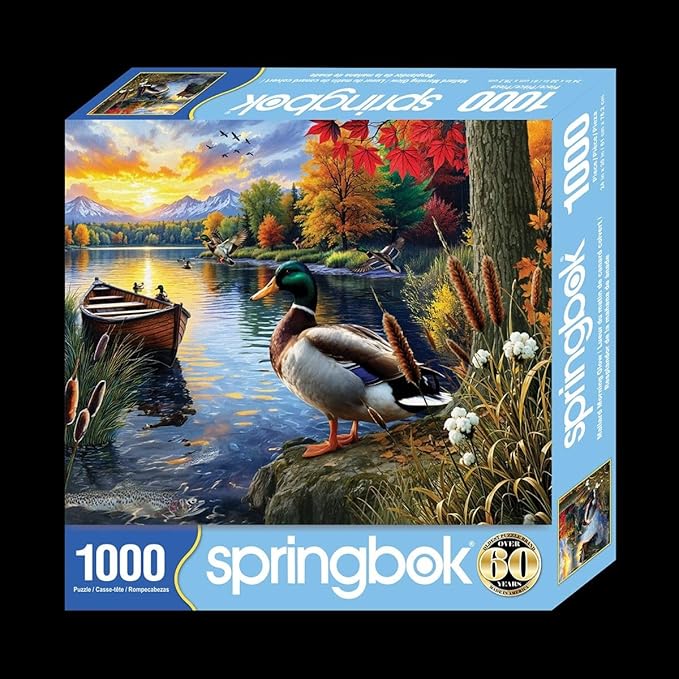 Springbok Mallard Morning Glow 1000 Piece Jigsaw Puzzle for Adults - Duck by the Lake - Unique Cut Pieces - Made in USA