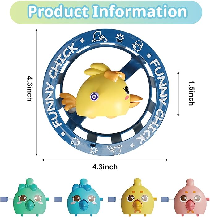 umbresen Wind Up Toys Set Funny Chick with Removable Circle, Easter Basket Stuffers Crawling Baby Toys Novelty Fidget Sensory Table Floor Games Birthday Party Gifts for 1 2 3 Year Old Toddler Kids