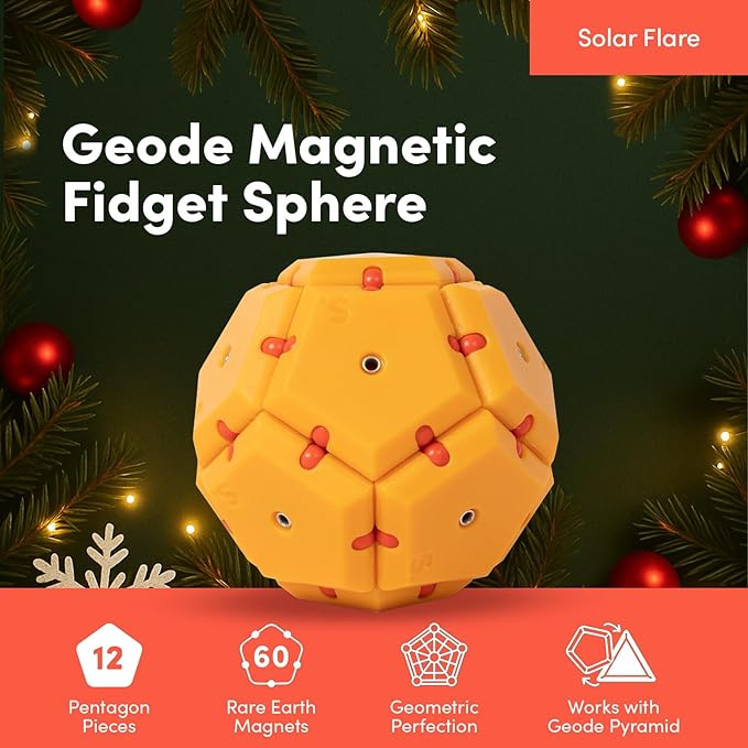 Speks Geode Magnetic Fidget Toy | Sensory Desk Toy for Adults & Teens 14+ | Stress Relief Gift | Sphere, Solar Flare