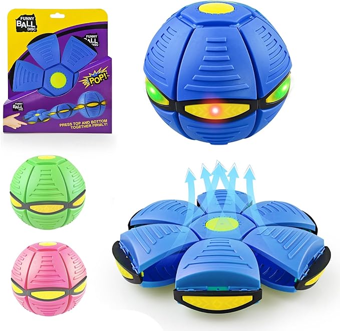 Magic Bouncing Ball Pop Up Balls – Light Up Magic Meta Ball Toy with 6 Light – Dual-Form Bouncy Balls Indoor Outdoor Play – Transforming Toy for Parent-Child Interaction (Blue)