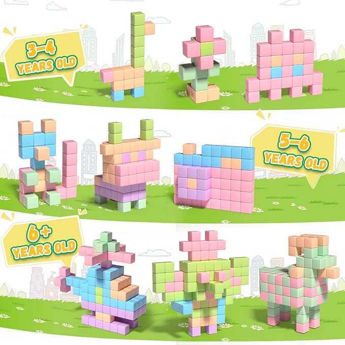 30PCS Magnetic Blocks, Waterproof Building Blocks, Macaron Colors Cubes, Preschool Classroom Must Haves Sensory Autism Toys, STEM Kids Toys Christamas Present for Boys Girls ages 3 4 5 6 Year Old