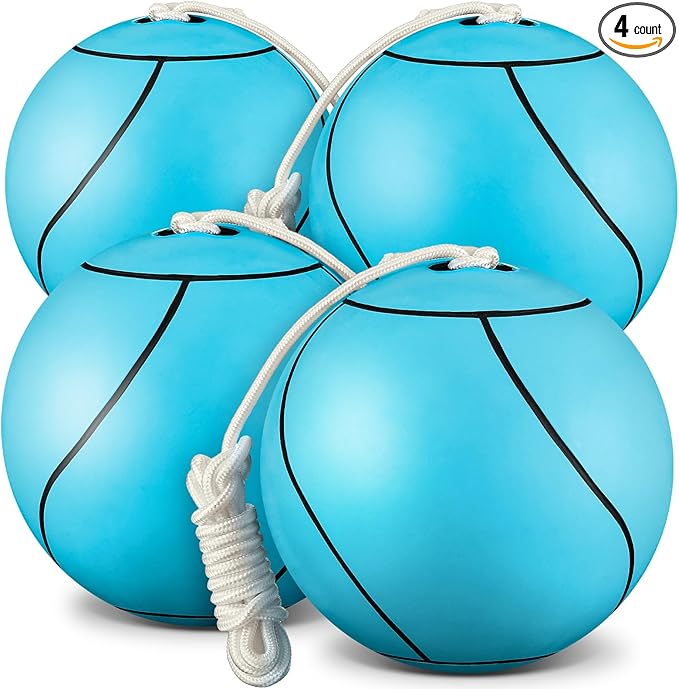 Shappy Tetherball Soft Tether Balls and Rope Set Game Replacement Tetherball Set Rubber Tether Ball Equipment for Kids Adults Indoor Outdoor Playground Yard Backyard Play