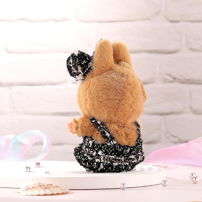 Doll Clothes for Labubu 17cm Have a Seat & Exciting Macaron & Big into Energy Series Dolls, Luxury Chic Series for 17cm Dolls Accessories (SJ Dress+Hairband+Bag)