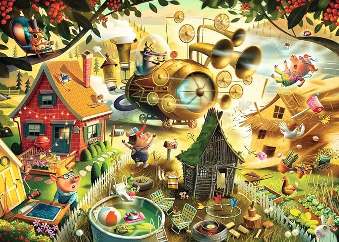 Ravensburger - Look Out Little Pigs - 1000 Piece Jigsaw Puzzle - Stunning Imagery a Classic Children's Tale - Vibrant Colors - Frameable - Premium Quality - Puzzles for Adults