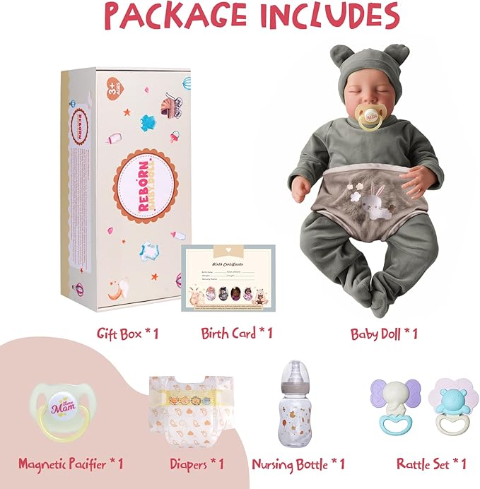 JIZHI Reborn Baby Dolls Boy - 20 Inch Cute Soft Realistic Newborn Baby Doll with Poseable Body, Real Life Baby Dolls with Accessories for 3+ Year Old Gifts, Pretend Play