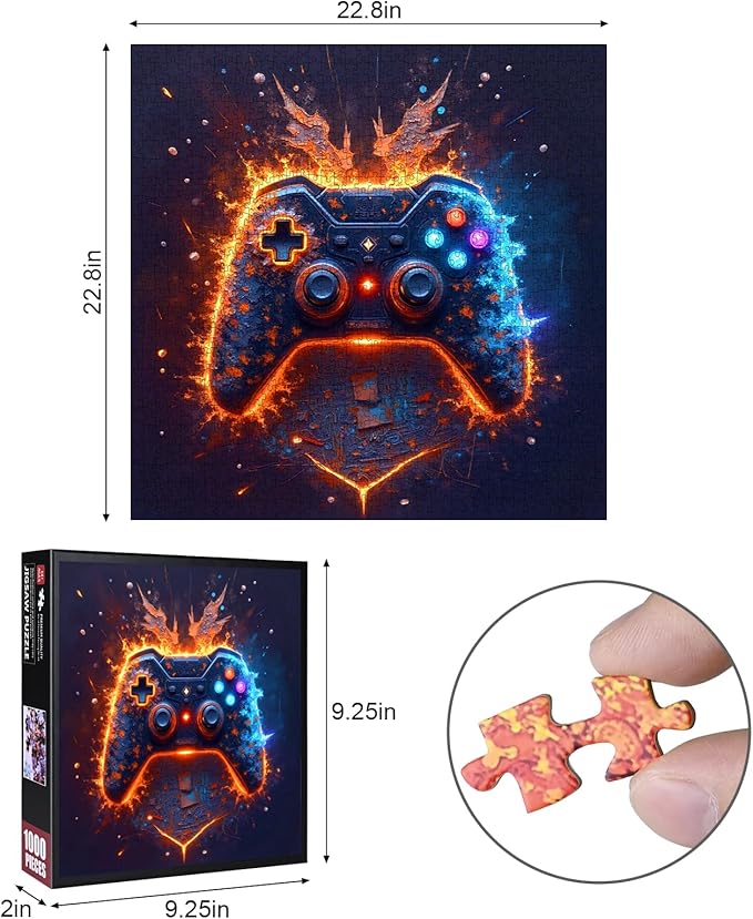 1000pcs Jigsaw Puzzle for Adults - Ice and Fire Gamepad Design, Large Puzzle Toy Adult Game Gift - Family Interactive DIY Game Room Decoration Brain Challenge Gift