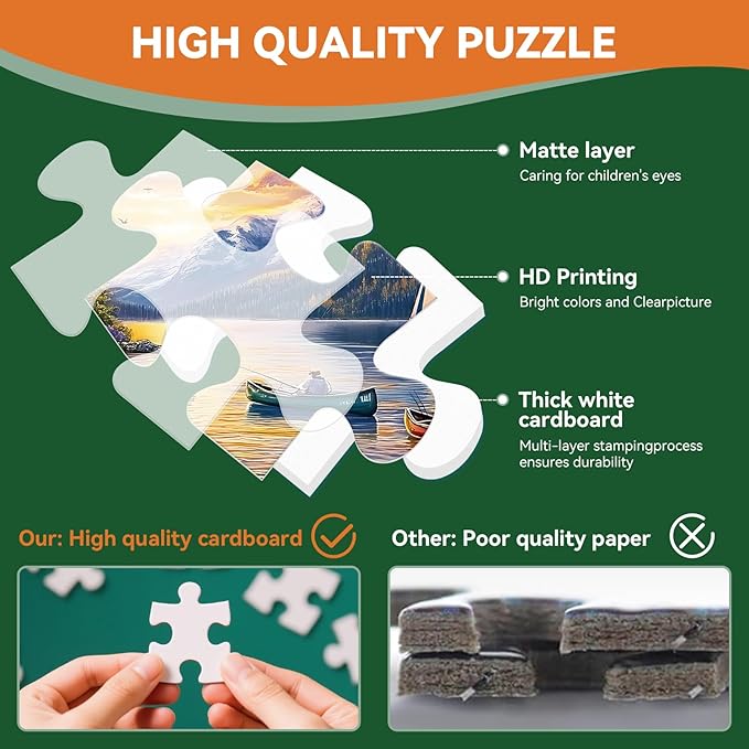 Jigsaw Puzzle for Adults 500 Pieces – 500 Piece Puzzle with Scenic Cabin, Interlocking Adult Puzzles, Letter Clues, 1:1 Poster, Home Decor Gift | 20.5 x 15 in