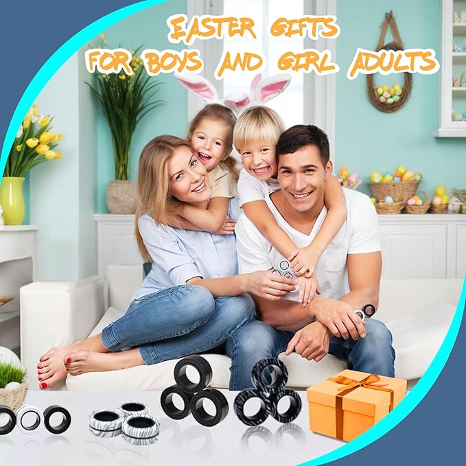 Cevioce Easter Basket Stuffers,6 PCS Magnetic Rings Fidget Toys for Teens Adults Boys,ADHD Anxiety Magnetic Fidget Ring Spinner,Kids Coolest Stress Relief Toy Birthdays Gift for 8 9 10 11 12+ Year Old