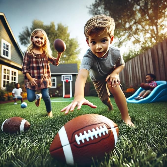 AppleRound 3-Pack 8-Inch Waterproof Footballs for Pool, Beach, & Backyard - Ideal for Water & Land Play - Ball Pump Included, Pee-Wee Junior Size for Kids & Teens