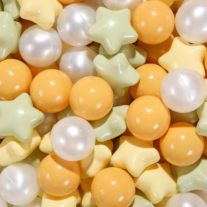 STARBOLO Star Ball Pit Balls for Toddlers- 100Pcs Crush Proof Plastic Toy Balls for Toddler Ball Pit, Ball Pit Play Tent, Baby Pool Water Toys, Kiddie Pool, Party Decoration, Photo Props.
