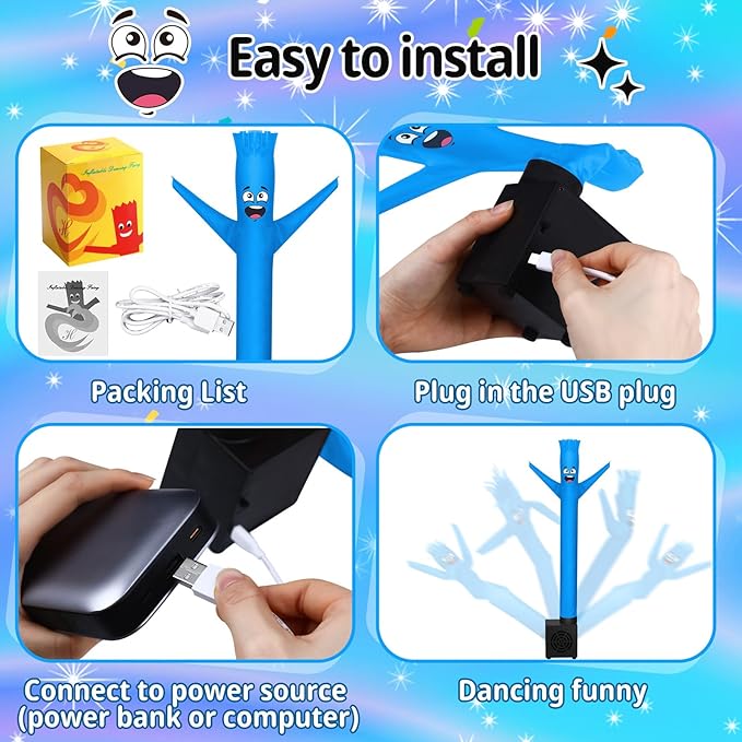 Poen Easter Gifts for Kids Mini Wacky Waving Inflatable Tube Guy with Blower Gag Toy Gift Inflatable Tube Man Birthday Desktop Decor Dancing Blow up Man for Office Party Decor(Laugh)