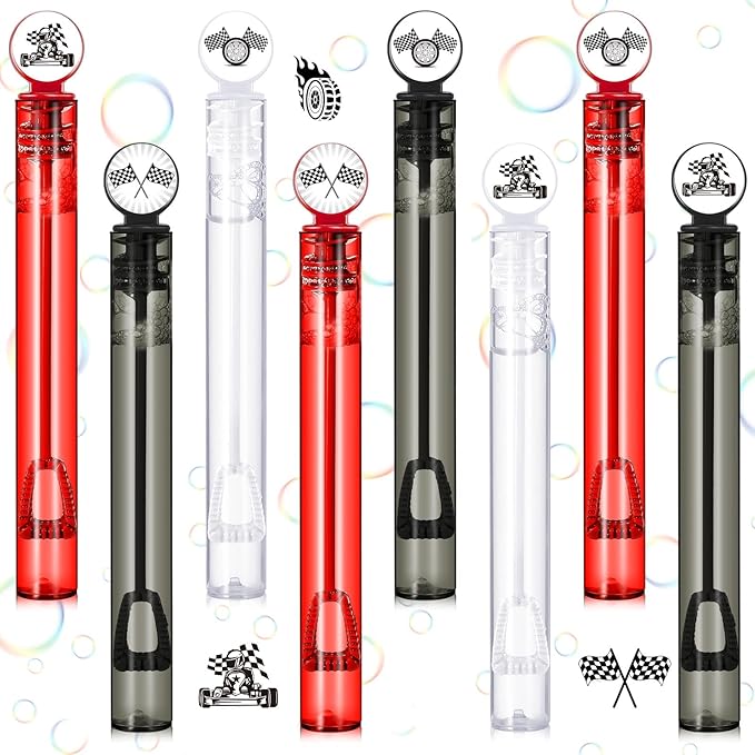 24 Pcs Race Car Party Favors Race Car Bubble Wands for Kids Racecar Wheels Themed Birthday Party Supplies Classroom Prizes Stuffers Goodie Bag Piñata Fillers
