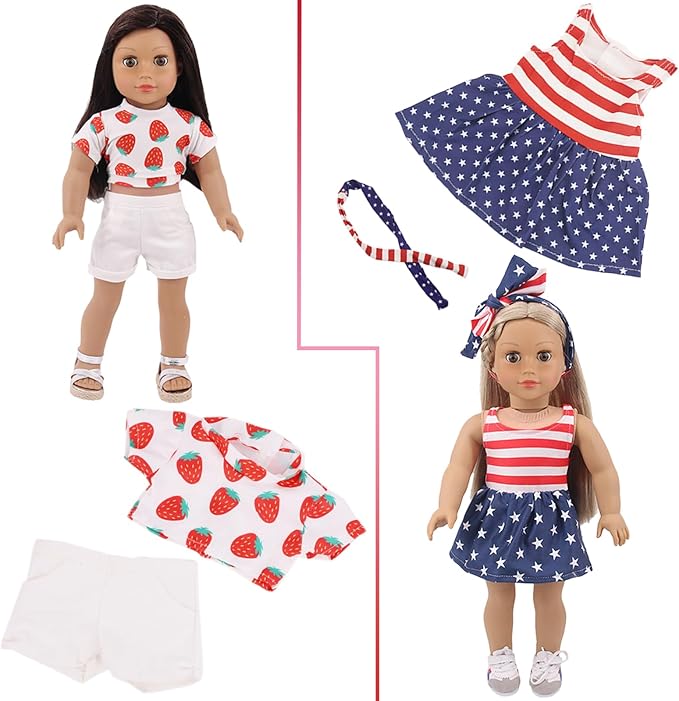 UNICORN ELEMENT 10 Sets American Doll Clothes for 18 Inch Doll Clothes and Accessories Includeding 17 PCS Items Fit for 18 Inch Girl Dolls