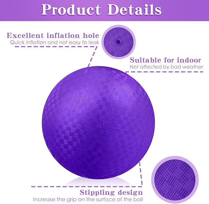 Yunsailing 24 Pack Dodgeballs Bulk 6 Inch Operation Christmas Playground Balls Rubber Bouncy Inflatable Kickball with Pump for Kids Adult Outdoor Handball Game Christian Donation Gift (Dark Purple)