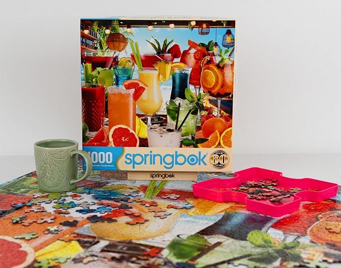 Springbok Summer Sips 1000 Piece Jigsaw Puzzle for Adults - Colorful Tropical Drinks - Unique Cut Pieces - Made in USA