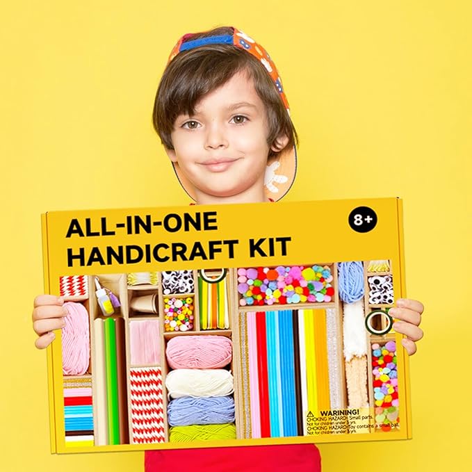 Fusihey Craft Supplies for Kids – Kids Craft Kit Box with 3000+ Pieces, Arts and Crafts Kit for Kids Ages 4‑8 & 8‑12, Storage Craft Box for Girls Boys, Bulk Art Materials Set Gift