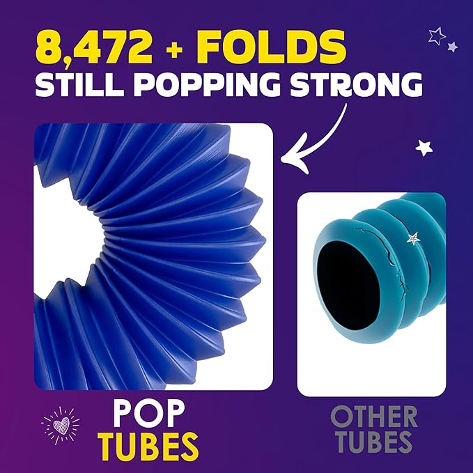 Nutty Toys Pop Tubes - Large 4-Pack Sensory Toys - Creative STEM Learning for Kids & Toddlers - Connect & Pop! Top ADHD Autism Fidget 2026, Best Boy & Girl Easter Basket Essentials & Gift Ideas