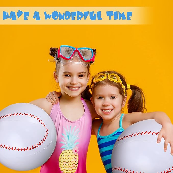 Zhanmai 6 Pack Inflatable Baseball 16 Inch Blow up Beach Ball Large Sport Pool Ball with Pump for Adults Teens Gift Summer Outdoor Party Decorations