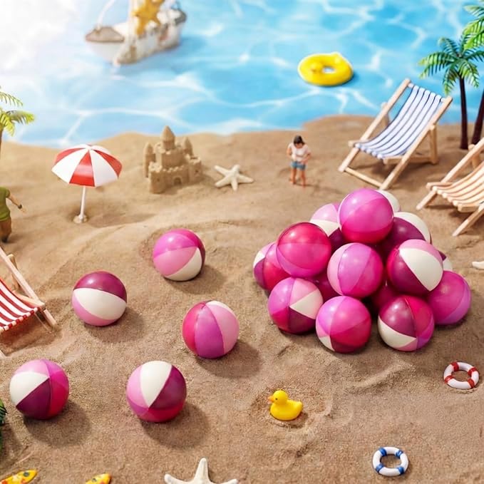 Jerify 24 Pcs Mini Beach Stress Balls 2.5 Inch Foam PU Relief Stress Mini Rainbow Blow up Beach Balls Toys for Girls Boys Birthday Hawaiian Party Favors Summer Pool Games(Gradient Purple)