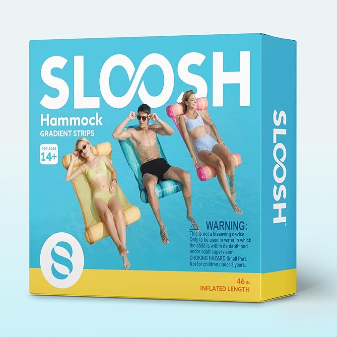 Sloosh 3 Pack 4-in-1 Inflatable Pool Floats - Water Hammock Lounges, Multi-Purpose Swimming Pool Accessories (Saddle, Lounge Chair, Drifter) for Pool, Lake, Outdoor, Beach