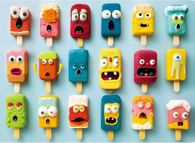 500 Piece Puzzle for Adults,Colorful Popsicles Puzzle for Adults Seniors,Fun Monster Popsicles Jigsaw Puzzle with Letters on Back,Challenging Family Game Gifts for Friends Men Women Seniors, 20.5*15In