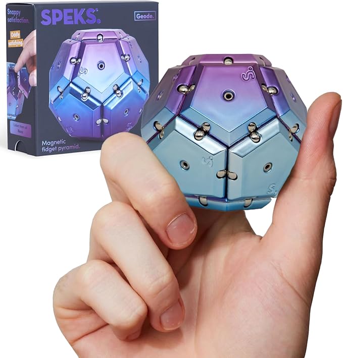 Speks Geode Magnetic Fidget Toy | Sensory Desk Toy for Adults & Teens 14+ | Stress Relief Gift | Sphere, Purple
