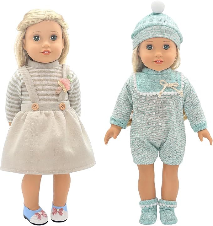 14-16 Inch Doll Clothes Dress and Accessories with Hat Socks 4-packs for 14-16 Inch Baby Doll (Not Include Doll)
