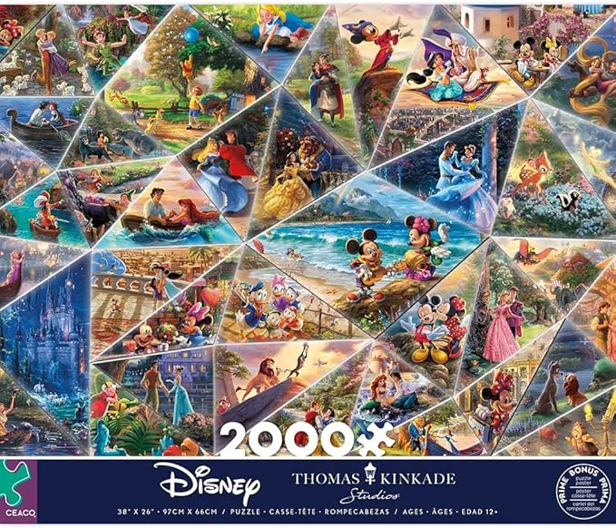 Buffalo Games – Thomas Kinkade Disney Collage Jigsaw Puzzle, 2000 Piece Puzzle for Adults, Disney Art Collection