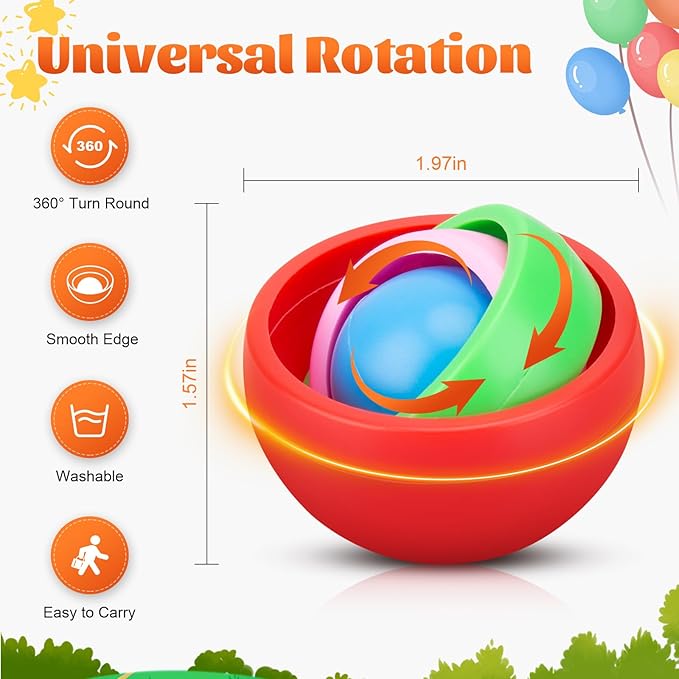 Fidget Gyroscope Set, Fidget Gyro Toys, Infinite Flip Toy Decompression Fingertip Gyro, ADHD Autism Stress Relief Hand Fidget Spinner for Adults Teens Kids, Random Color (4PCS)