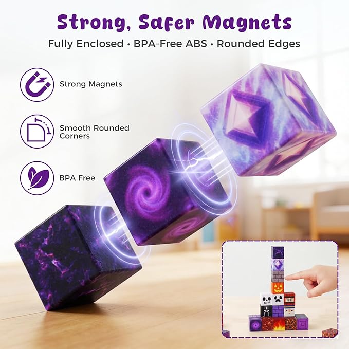3 otters Magnetic Blocks 150PCS Portal Set, STEM Magnet Cubes Construction Toys for Kids, Sensory Stacking Building Blocks Birthday Gifts for Boys & Girls
