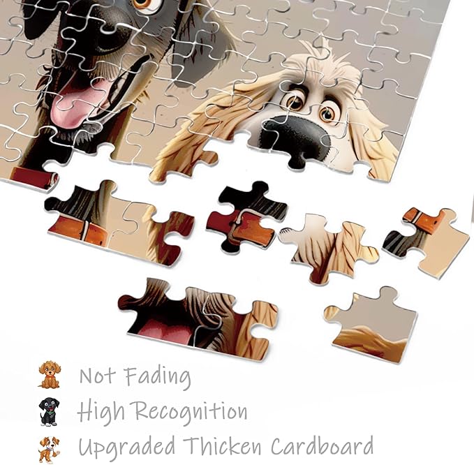 Cute Puppy Puzzle for Adults 1000 Pieces, Dog Cartoon Jigsaw Puzzle Golden Retriever, Animal Labradoodle Golden Doodle Doberman Puzzle