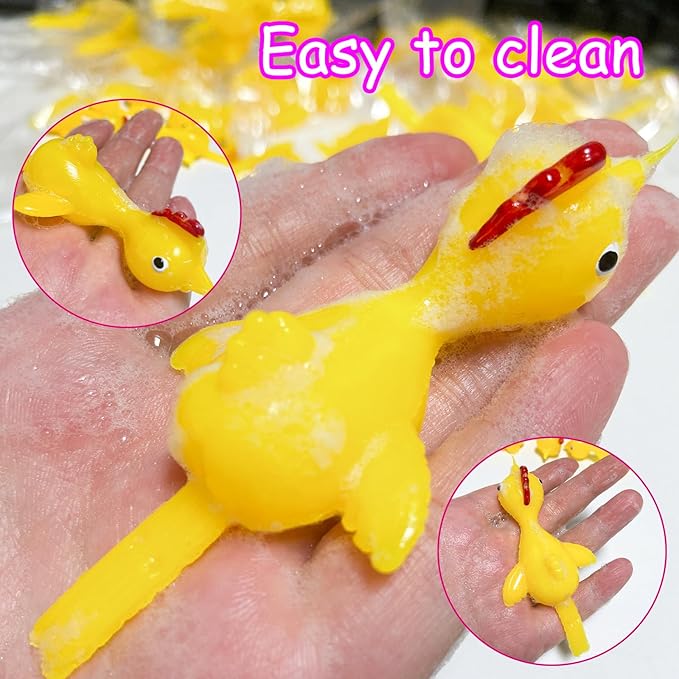 60PCS Finger Slingshot Chicken Rubber,Flick Stretchable Chickens Toys,Flying Stretchy Chicken Fingers for Birthday,Children's Day,Thanksgiving Day Stocking Stuffer Party Favor