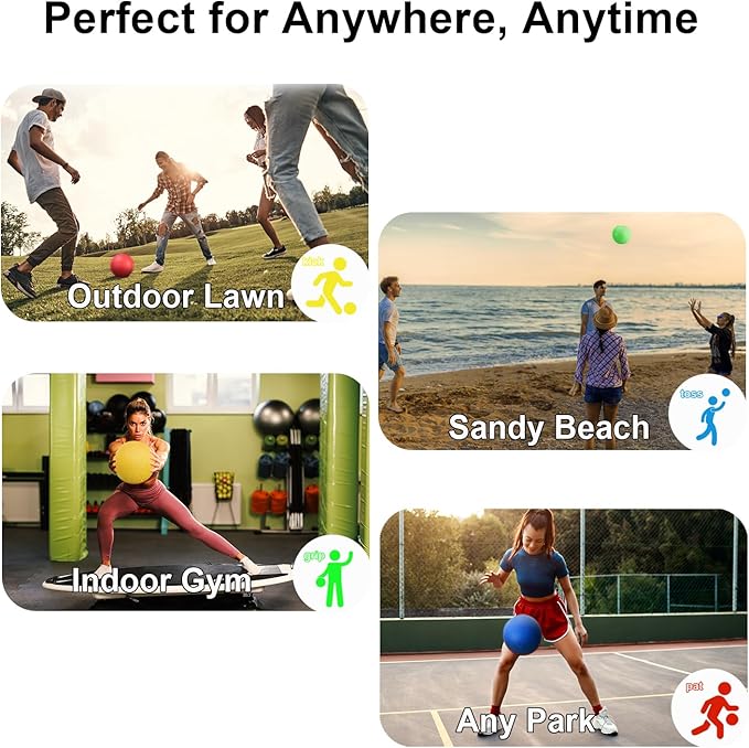 8.5 Inch Kickball Playground Balls, 4 Pcs Kick Balls Set, Rubber Dodgeball for Indoor Outdoor Play, Four Square Dodge Balls for School, Gym, with 1 Pump