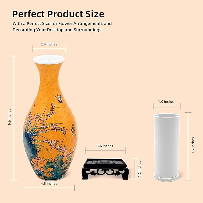 3D Puzzle Vase for Adults, 160 Piece Unique Flower Vase, Crafts for Adults, Home Decor Gift for Flower Arrangements (Orchid)