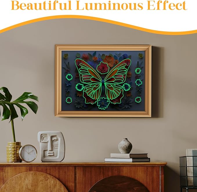 1000 Piece Puzzle for Adults Butterfly Noctilucous Jigsaw Puzzles - Challenging 3D Puzzles Stunning Flower Art Wall Decor, Gift for Adult Puzzle Lovers (27.5x19.6 Inch)