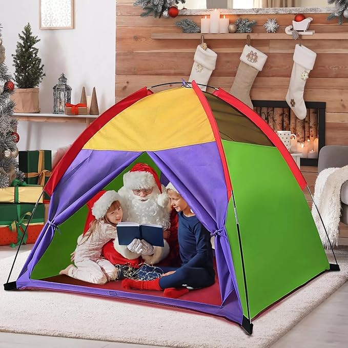 Alvantor® Play Tents for Kids Pop Up Toddler Tent Indoor/Outdoor for Children Boys Girls Pets Portable Playhouse Camping Playground 58"x58"x47" Rainbow