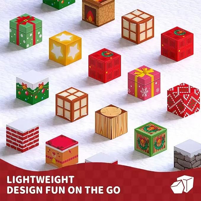 Magnetic Blocks,100 PCS Build Magnetic Santa Chimney Xmas Tree Gift World, STEM Construction Magnetic Cube for Boys Girls Age 3 4 5 6 7 8 9 10,Sensory Stacking Toy Christmas Birthday Gifts for Kids