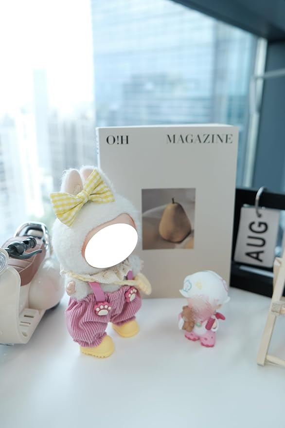 Clothes for 17cm Doll, 5 pcs Set Doll's Outfits Luxury Dress Pants Bow Headpieces Shoes Crechet Bag Accessories Fashion Stylish Adorable Dolls Clothes (No Doll) (Cute Doggy Pink)