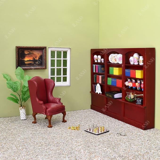 iLAND Miniature Dollhouse Accessories for Dollhouse Furniture on 1:12 Scale, Dollhouse Frames w/Printed Classic Paintings Set (4 Dark Brass Frames & Pictures)