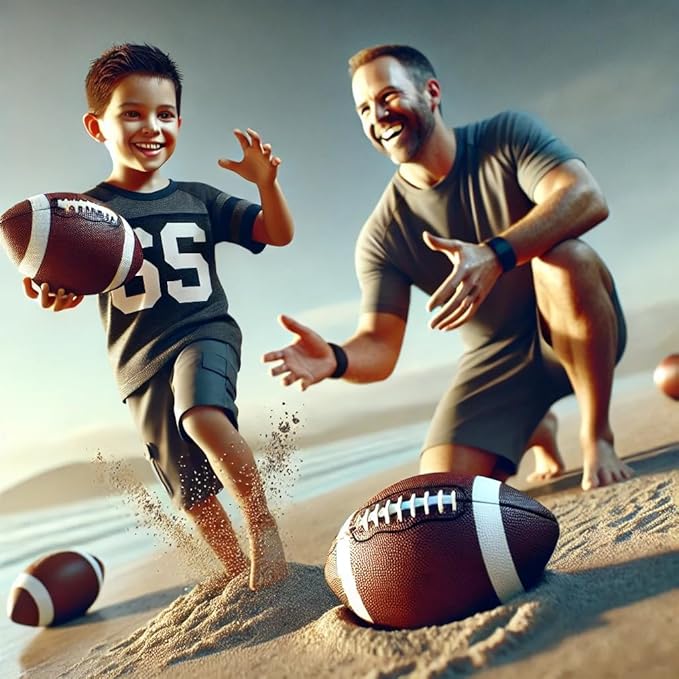 AppleRound 3-Pack 8-Inch Waterproof Footballs for Pool, Beach, & Backyard - Ideal for Water & Land Play - Ball Pump Included, Pee-Wee Junior Size for Kids & Teens