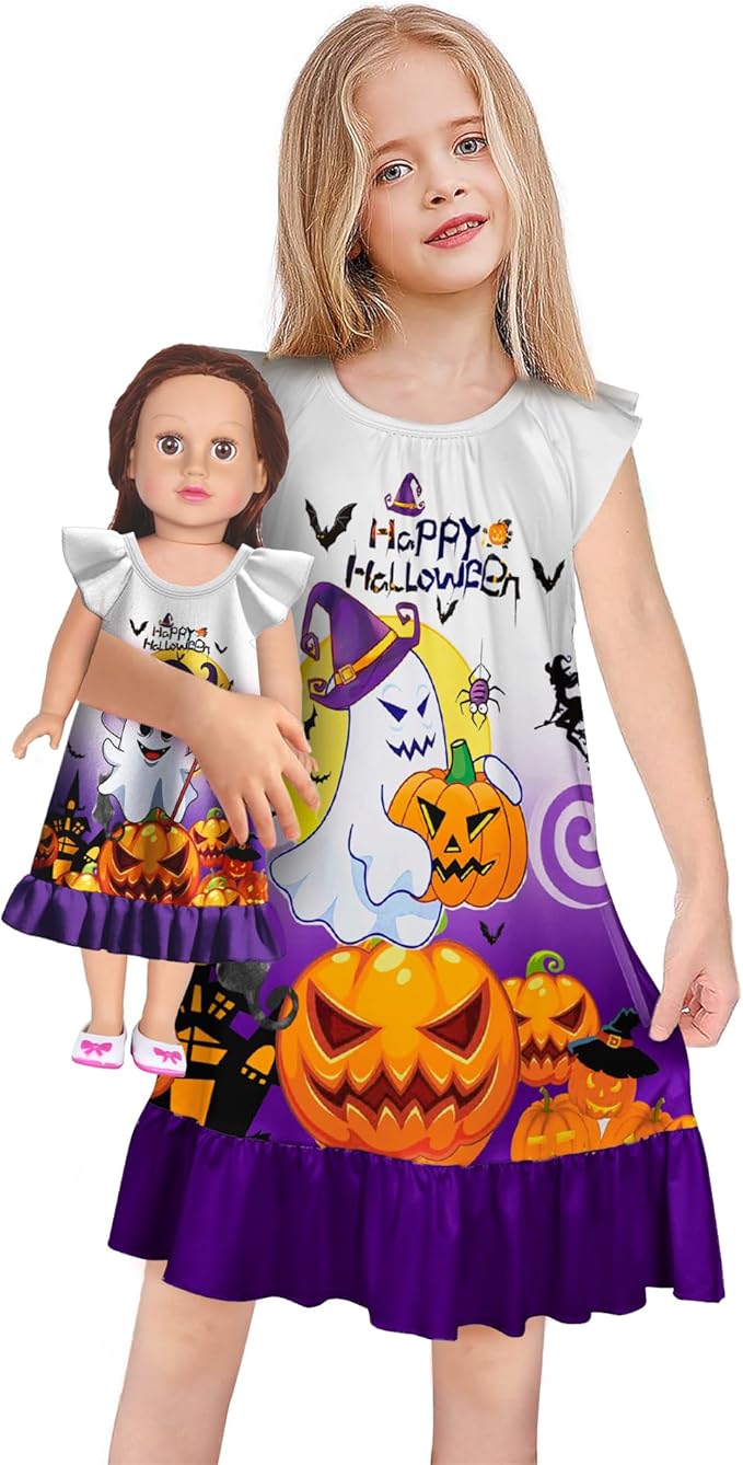 LQSZ Doll and Girl Matching Nightgown Outfit Pajamas Nightie Nightgown for Girls and Dolls Clothes